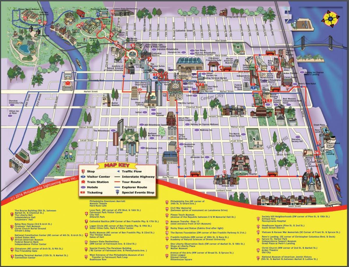 فلاڈیلفیا سیاحت سائٹس کا سفر کے دوروں کا نقشہ