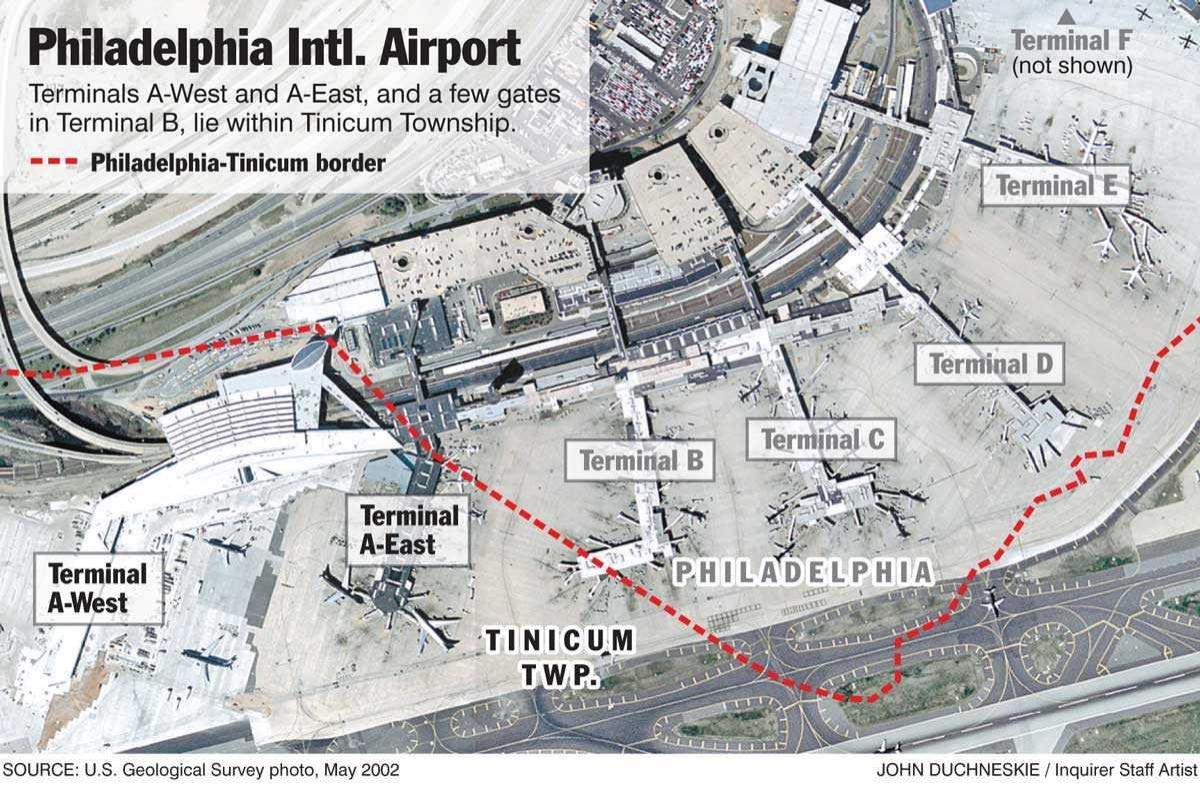 فلاڈیلفیا کے بین الاقوامی ہوائی اڈے کا نقشہ