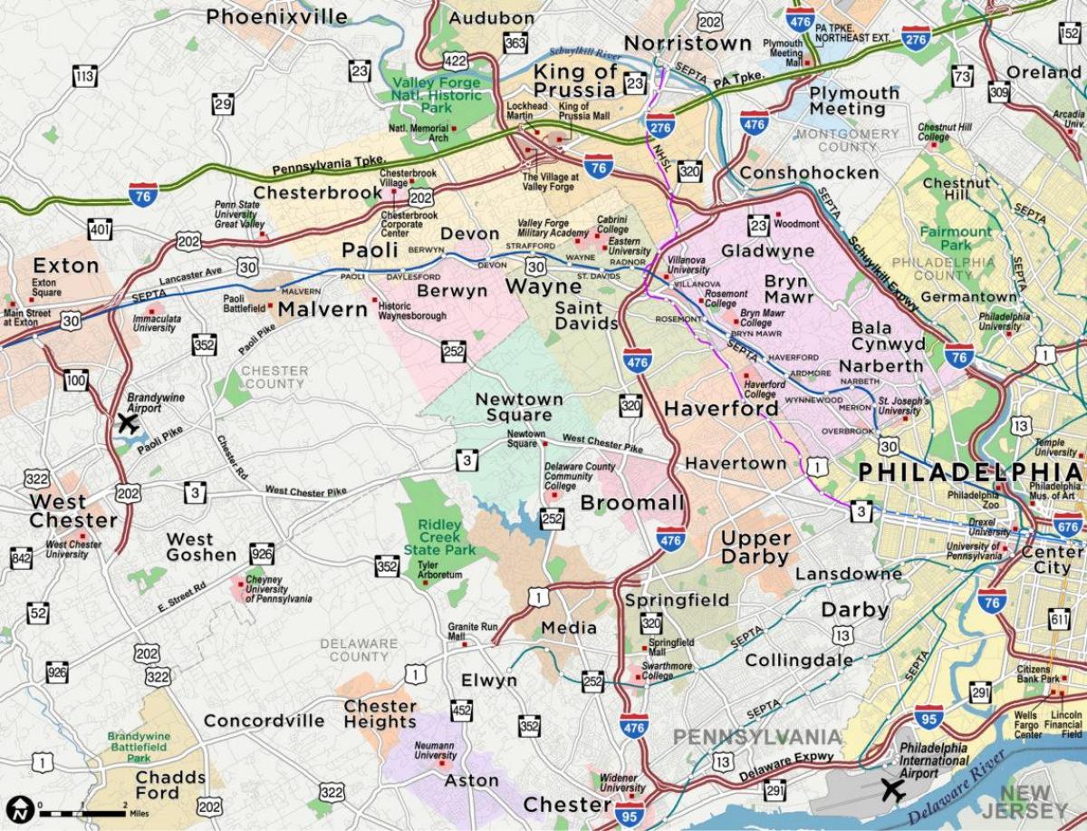 نقشہ کی مرکزی لائن فلاڈیلفیا
