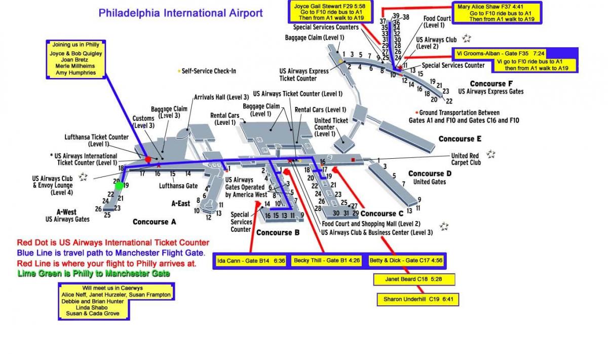 ہوائی اڈے کا نقشہ فلاڈیلفیا